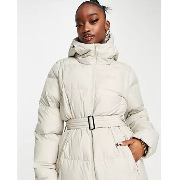 NWT Jack Wolfskin Long Puffer Coat, Light Grey Taupe, Size XS - Picture 3 of 16